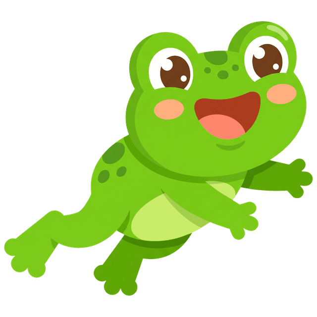 The HopOff frog mid-hop